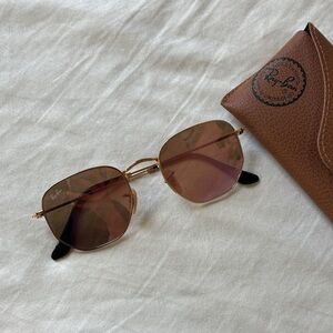 Ray Ban Hexagonal Rose Gold Sunglasses